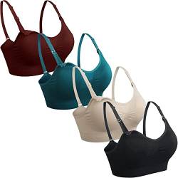 GXXGE Still-BH zum Stillen, Mutterschaft, BHs, Push-Up-Seide, nahtlos, Schwangerschafts-Bralette, Unterwäsche, 4 Stück, 4 Stück (schwarz, beige, rosarot, blau)., 4XL von GXXGE