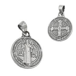 Anhänger 14mm religiöse Medaille Sankt Benedikt Silber 925 von GY