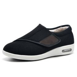 GYCF Diabetiker Schuhe Herren Damen,Winter Wärme Orthopadische Gesundheitsschuh Extra Weite Einstellbar Walking Schuhe Präventivschuhe Weiche Schuhe,Schwarz,41EU von GYCF