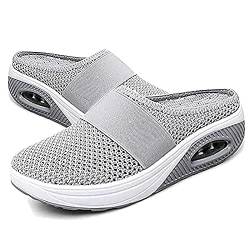 Air Cushion Slip-On Walking Shoes Orthopädische Diabetiker-Wanderschuhe, orthopädische Schuhe für Damen, atmungsaktiv, lässig, Luftkissen, Schlupfschuhe, Outdoor-Walking-Sneaker,Light Gray,41EU von GYCS