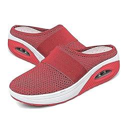 Air Cushion Slip-On Walking Shoes Orthopädische Diabetiker-Wanderschuhe, orthopädische Schuhe für Damen, atmungsaktiv, lässig, Luftkissen, Schlupfschuhe, Outdoor-Walking-Sneaker,Rot,41EU von GYCS