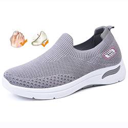 GYCS Women's Slip-On Trainers Lightweight Breathable Orthopädische Sandalen Damen Diabetiker Schuhe Weit Leisure Outdoor Gym Comfortable Trainers Sommer,Grau,39EU von GYCS