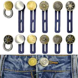 GYHWOFUL 12 Stück Hosenbunderweiterung, Kein Nähen, 10 Stück knopfverlängerung hosen + 2 Stück Elastischen Metall Knopf, Verstellbar Hosenknopf Verlängerung für Damen, Herren, Jackener, Jeans, Röcke von GYHWOFUL