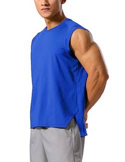 GYMAPE Herren Athletisch Training Tanktops Laufend Ärmellose Hemden Fitnessstudio Schnelltrocknen Activewear Blau L von GYMAPE