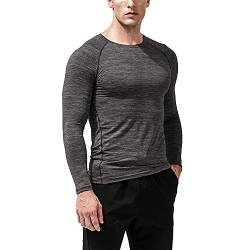 GYMAPE Herren Langarm Kompressionshemd Sport Fitness Bodybuilding Workout Eng Basisebene Oberteile Dunkelgrau XL von GYMAPE