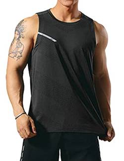 GYMAPE Herren Sportlich Trainieren Tanktops Ärmellos Muskel Laufshirts Ausbildung Schnelltrocknend Fitnessstudio Aktive Kleidung Schwarz 3XL von GYMAPE