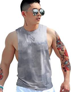 Herren Armloch Fallen Lassen SchnellTrocknend Tank Top für Workout Bodybuilding Ärmellose Muskelhemden Grau M von GYMAPE