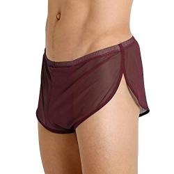 Herren Mesh Shorts mit großen Split Sides Unterwäsche Boxershorts Fishnet Sheer Badehose Color Coffee Size XL von GYMAPE