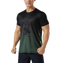 Herren Sportlich Trainieren T-Shirt Atmungsaktive Bequeme Muskellaufhemden Ausbildung Schnelltrocknend Fitnessstudio Aktive Kleidung Farbverlauf Grün S von GYMAPE