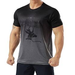 Herren Sportlich Trainieren T-Shirt Atmungsaktive Bequeme Muskellaufhemden Ausbildung Schnelltrocknend Fitnessstudio Aktive Kleidung Farbverlauf grau M von GYMAPE