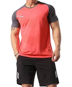 Herren Sportlich Trainieren T-Shirt Atmungsaktive Bequeme Muskellaufhemden Ausbildung Schnelltrocknend Fitnessstudio Aktive Kleidung Orange 3XL von GYMAPE