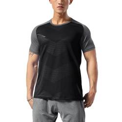 Herren Sportlich Trainieren T-Shirt Atmungsaktive Bequeme Muskellaufhemden Ausbildung Schnelltrocknend Fitnessstudio Aktive Kleidung Schwarz XL von GYMAPE