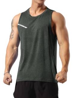 Herren Sportlich Trainieren Tanktops Ärmellos Muskel Laufshirts Ausbildung Schnelltrocknend Fitnessstudio Aktive Kleidung Grau L von GYMAPE