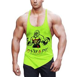 Herren Y-Back Bodybuilding Trainieren Stringer Tanktops Muskel Ärmellose T-Shirts mit schrägem Saum Gelb L von GYMAPE