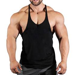 Männer Gym Stringer Singlet Stretchy Bodybuilding Workout Tank Top Baumwolle Pure Schwarz S von GYMAPE