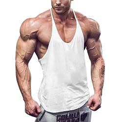 Männer Gym Stringer Singlet Stretchy Bodybuilding Workout Tank Top Baumwolle Pure weiß S von GYMAPE