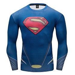 GYM Gala Superman Herren Kompressionsshirt Langarm - Blau - XX-Large von GYMGALA