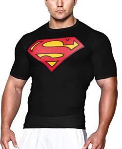 GYMGALA Herren Kurzarm Superheld Casual und Sport T-Shirt Kompressionsshirt - Rot - XX-Large von GYMGALA