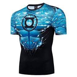 Green Lantern Shirt Running Sport Fitness T-Shirt HD 3D Print Compression Shirt - Blau - Groß von GYMGALA