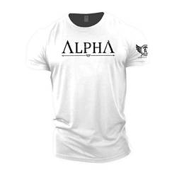 GYMTIER Alpha – Spartan Gym T-Shirt für Herren Bodybuilding Gewichtheben Strongman Training Top Active Wear Spartan Forged, weiß, XL von GYMTIER