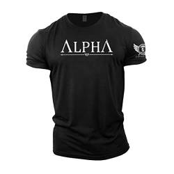 GYMTIER Alpha – Spartanisches Fitness-T-Shirt für Herren, Bodybuilding, Gewichtheben, Strongman-Training, Top, Aktivkleidung, Spartaner, geschmiedet, Schwarz , L von GYMTIER