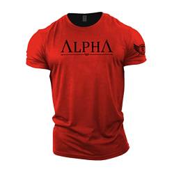 GYMTIER Spartan Forged – Alpha – Herren-T-Shirt, Bodybuilding, Training, Workout, Lifting, Top Kleidung, rot, XXL von GYMTIER