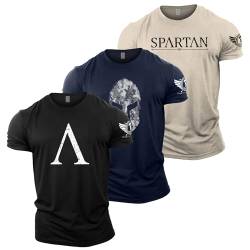 GYMTIER Gym Kleidung für Herren – Gym T-Shirt Bodybuilding Workout T Shirt Training Top MMA Herren Active Wear, Spartaner 1, M von GYMTIER