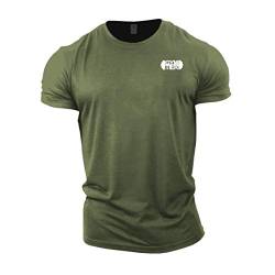 GYMTIER Herren Bodybuilding T-Shirt, einfarbig, für Fitnessstudio, grün, 58 von GYMTIER