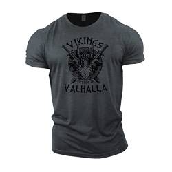 GYMTIER Sons of Odin - Victory Or Valhalla Vikings - Herren Gym T-Shirt Bodybuilding Training Workout Lifting Top Kleidung Grau S, grau, S von GYMTIER