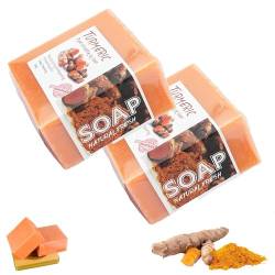 2 Pcs Waterfalls Turmeric Brightening Soap, Waterfalls Turmeric Soap, Kojic Acid and Turmeric Soap Bar, for Dark Spots, Smooth Skin, for on Face and Body von GYORI