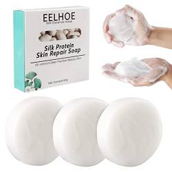 3 Pcs Collagen Milk Whitening Soap, Silk Protein Skin Repair Soap, Remove Acne Anti-cellulite Soap, Firm & Brightening for Body & Facial Skin von GYORI