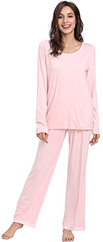 GYS Damen Bambus Langarm-Pyjama Sets Mittel Rosa von GYS