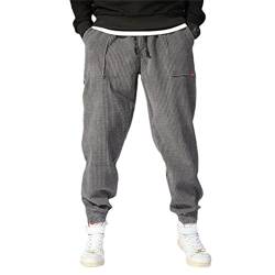 GYSAFJ Haremshose für Herren, Hip-Hop, Outdoor, Baggy, Jogging, Cordhose, Streetwear, dicke Herrenhose, Graue Herren-Hose, 3X-Groß von GYSAFJ