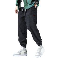 GYSAFJ Haremshose für Herren, Streetwear, warme Cordhose, Outdoor-Komfort, lockere Jogger, Sporthose, Schwarze Herrenhose, Groß von GYSAFJ