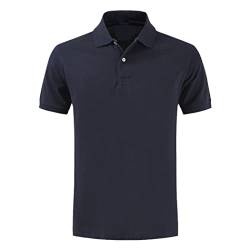 GYSAFJ Herrenhemd, Sommer, Baumwolle, einfarbig, klassisch, kurzärmelig, lässige Oberteile, marineblau, XXXXX-Large von GYSAFJ