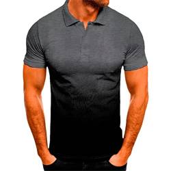 Herren Casual Sport T-Shirt Frühling Herbst Sommer Poloshirts mit 3D Gradient Revers Shirts, dunkelgrau, XL von GYSAFJ
