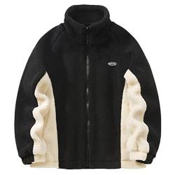 GYXHPTD Hip Hop Winter Fleece Flauschige Jacke Streetwear Harajuku Fuzzy Zipper Coat Herren Herbst Leichte Jacken black L von GYXHPTD