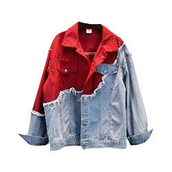 GYXHPTD Spring Korean Loose Stitching Fake 2 Coat Denim Jacket Women's Jacket As Pic01 XS von GYXHPTD