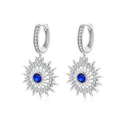 Chrysantheme Tropfen Ohrringe für Frauen Blue Stone Radiant Flower Dangle Ohrring Hochzeit Engagement Luxusschmuck von GYXYZB