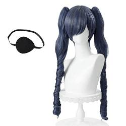 GZIRUE Blaugraue Lange Locken Wellen Perücke Haar mit Pferdeschwänze Augenklappe für Ciel Phantomhive Cosplay Wig Female Anime Kostüm von GZIRUE