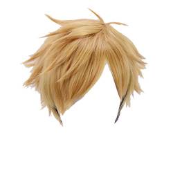 GZIRUE Gold Schwarze Kurze Gerade Perücke Haar für Halloween Party Anime Inarizaki Atsumu Miya Cosplay Wig Kostüm von GZIRUE