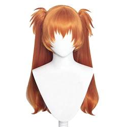 GZIRUE Orange Braune Lange Gerede Perücke Haar für Asuka Cosplay Wig Langley Soryu Anime Halloween Party Kostüm mit Perücke Kappe Wig Cap von GZIRUE