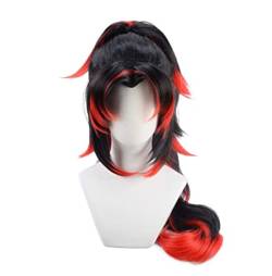 GZIRUE Rote Schwarze Lange Perücke für Kokushibou Wig Cosplay Halloween Goth Gothic Anime Kostüm with Wig Cap von GZIRUE