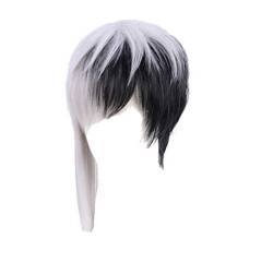 GZIRUE Silber Schwarze Kurze Gerade Haar für Halloween Party Anime Dr Gen Asagiri Cosplay Perücke Wig Kostüm von GZIRUE