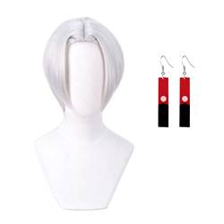 GZIRUE Silbergraue Kurze Perücke Haar für Izana Kurokawa Cosplay Wig with Earrings Anime Kostüm mit Ohrringe Perücke Kappe Wig Cap von GZIRUE