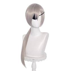 GZIRUE Silbergraue Lange Gerade Perücke Haar mit Augenklappe für Quanxi Cosplay Halloween Party Anime Kostüm Damen Man Woman Cosplay Wig von GZIRUE