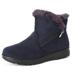 GZTGZMWG Winterstiefel für Damen und Herren, seitlicher Reißverschluss, leicht, wasserdicht, mit Fell gefüttert, Stiefeletten, blau, 39.5 EU von GZTGZMWG