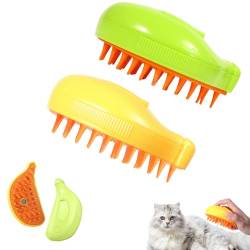 Cat Steamy Brush, Steamy Brush Katze für Hair Cleaner, Katzenbürste mit Dampf, 3-in-1-Dampfbürste für Katzen, Self Cleaning Steamy Cat Brush, Cat Grooming Brush für Long Hair Cats (2 pcs) von GZWY