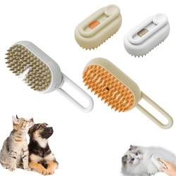 Steamy Cat Brush, Katzen-Dampfbürste, 3in1 Cat Steamy Brush, Spray Massage Comb, Katzenbürste mit Dampf, Self Cleaning Steamy Cat Brush, Cat Grooming Brush für Langhaar Und Kurzhaar (W+K) von GZWY