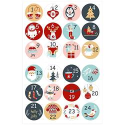 24 Adventskalender Zahlen,Aufkleber für Adventskalender, Aufkleber Weihnachten,Adventskalender Sticker,Nummern Aufkleber, Geschenkaufkleber Weihnachten, Adventskalender Befüllen (G, one size) von GZYshoyao